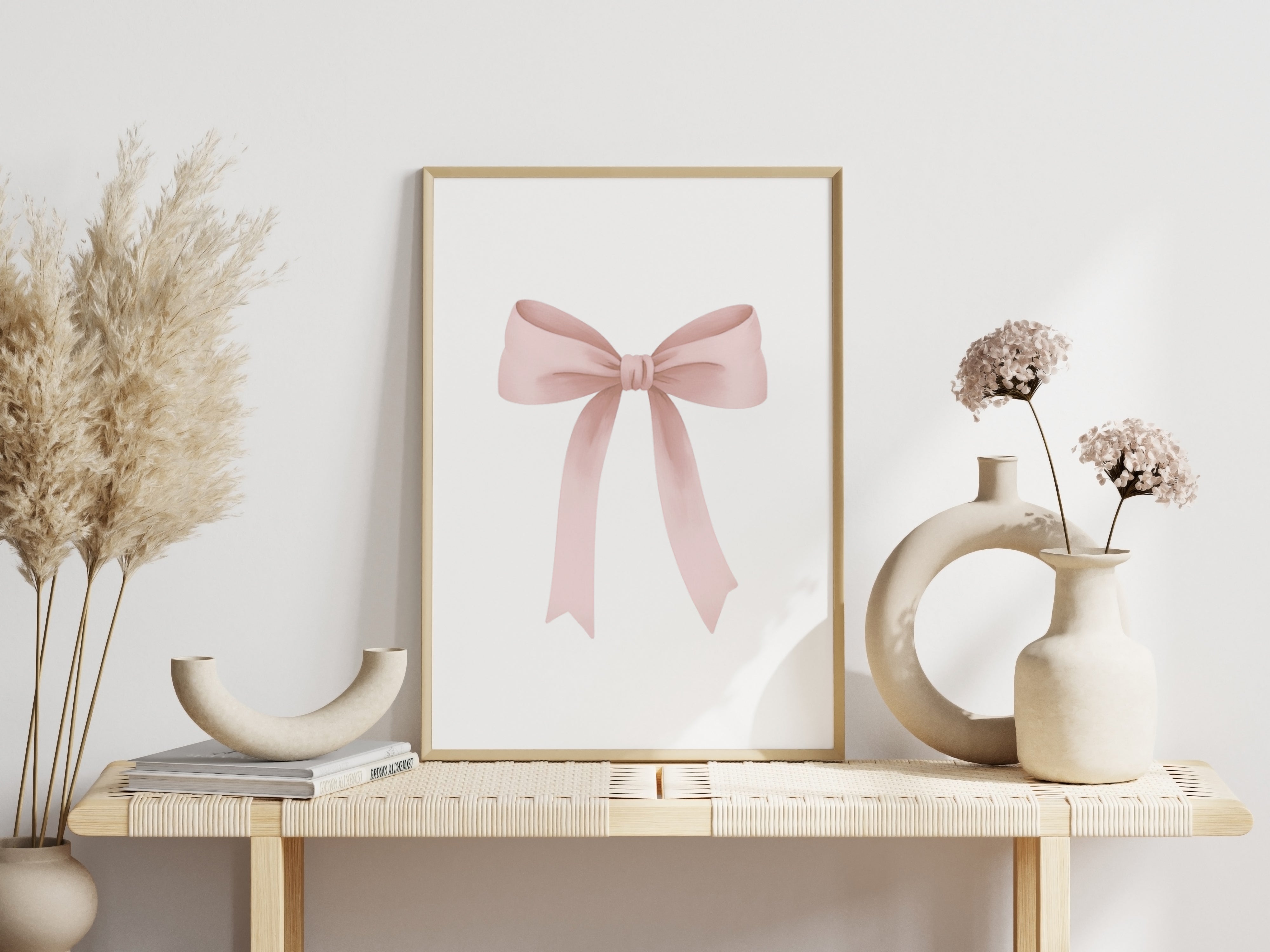 Pink Ribbon Bow Print