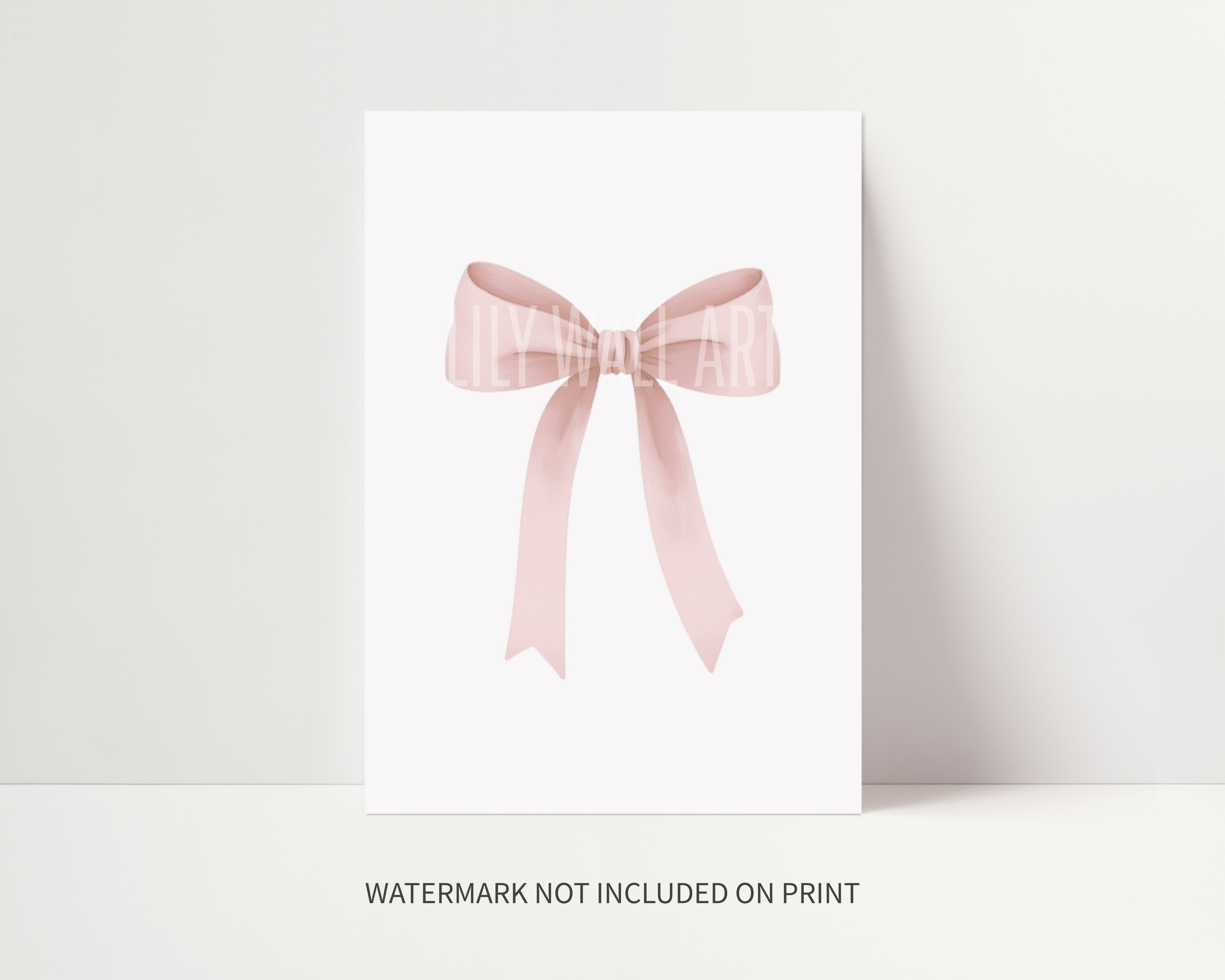 Pink Ribbon Bow Print