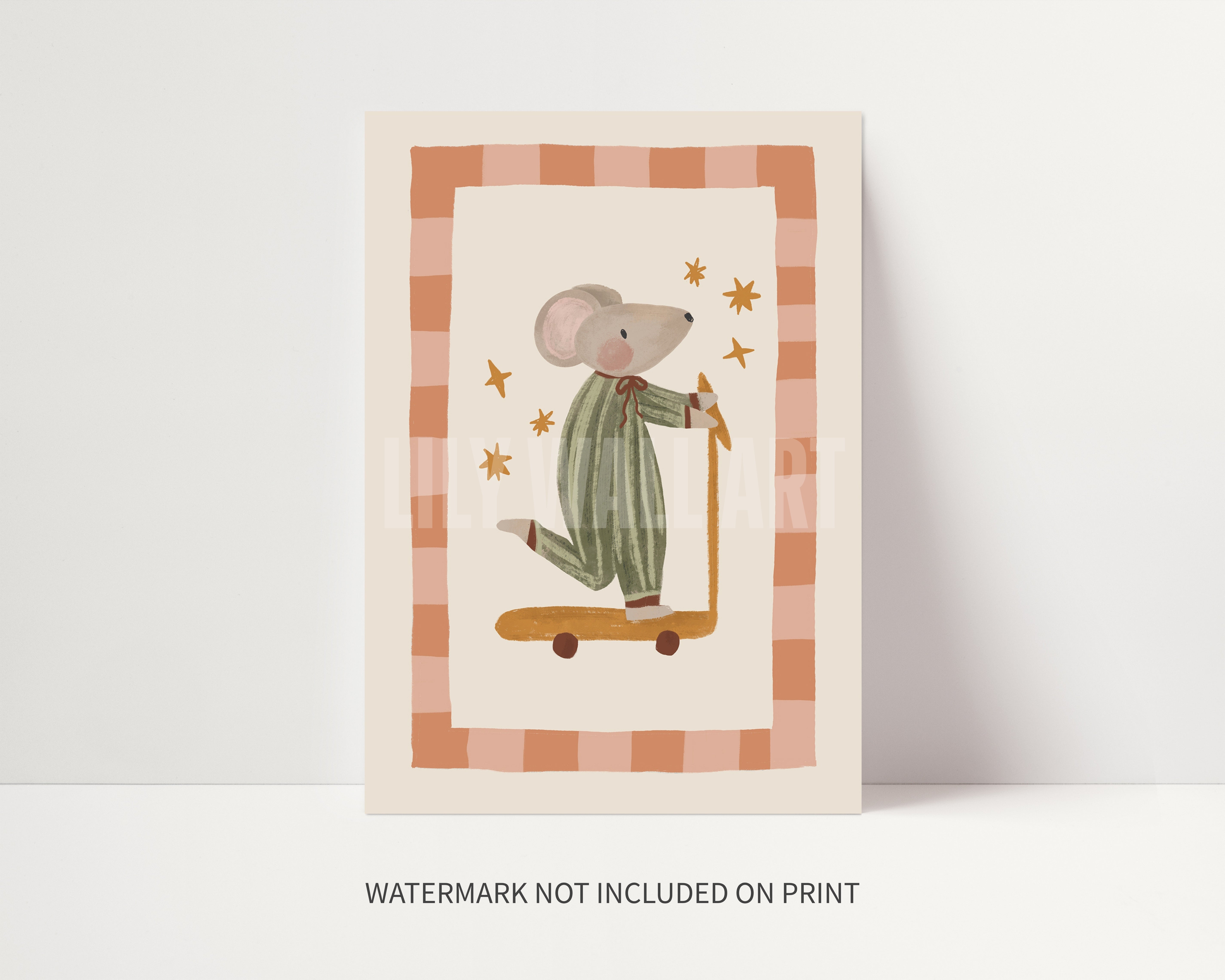 Cute Mouse on Scooter Print