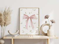 Pink Ribbon Bow Print