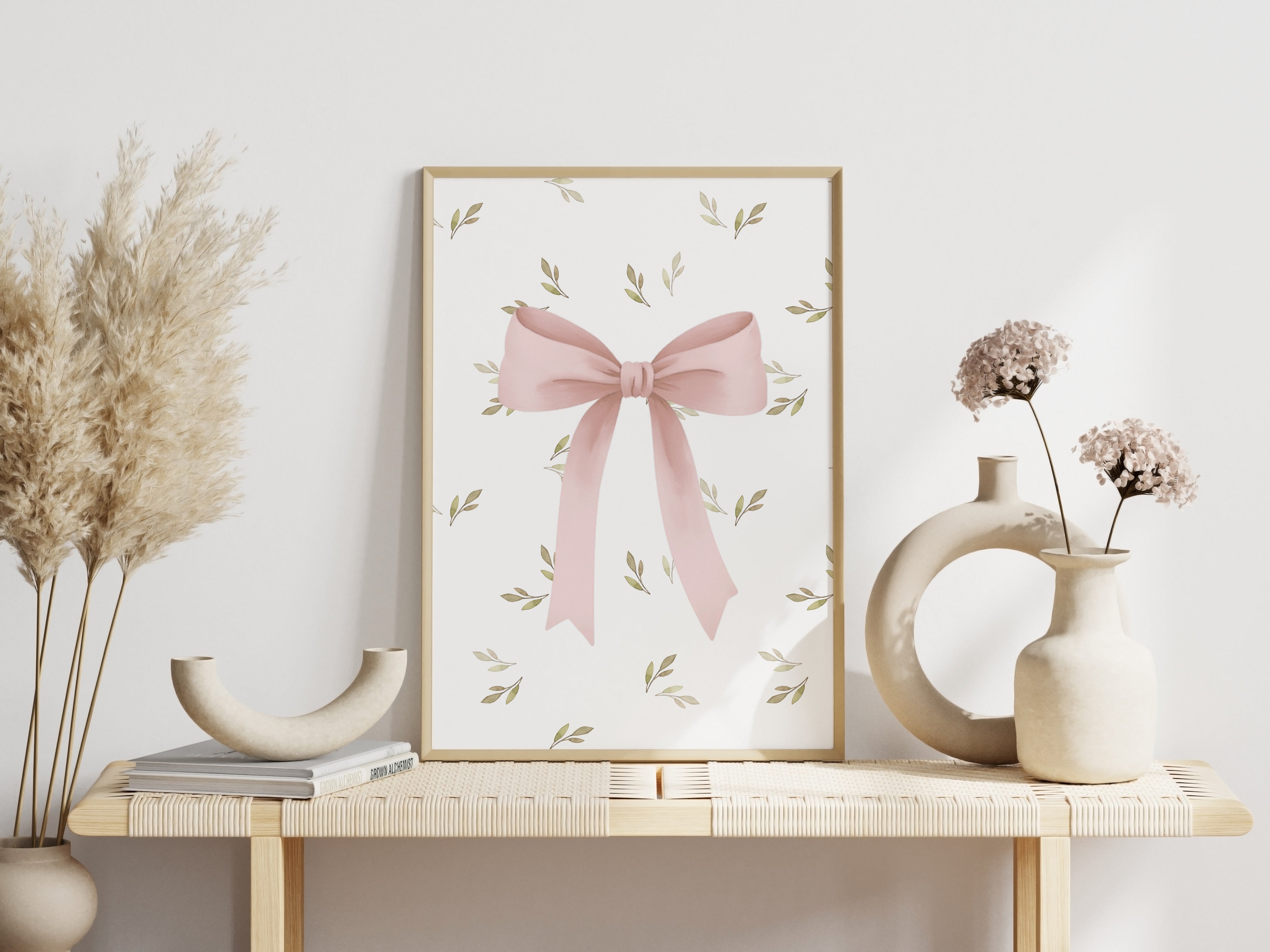 Pink Ribbon Bow Print